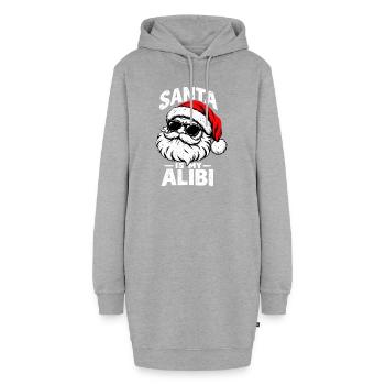 Santa ist mein Alibi lustiger Weihnachtsmann Humor - Hoodie-Kleid - Grau meliert - Vorne - AI Model Female 172 light (172cm)