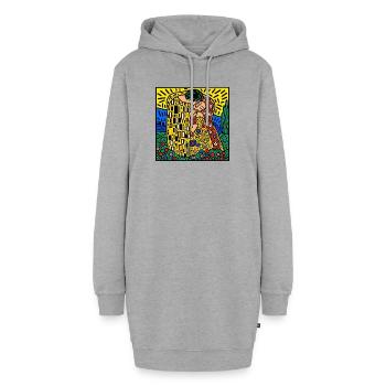 Kiss of Color Mosaik - Hoodie-Kleid - Grau meliert - Vorne - AI Model Female 172 light (172cm)