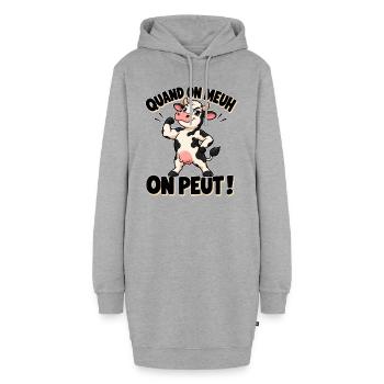 Cartoon Cow: Wenn du muhst, kannst du es - Hoodie-Kleid - Grau meliert - Vorne - AI Model Female 172 light (172cm)