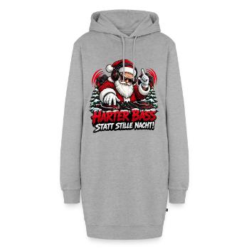 Harter Bass Santa Remix - Hoodie-Kleid - Grau meliert - Vorne - AI Model Female 172 light (172cm)