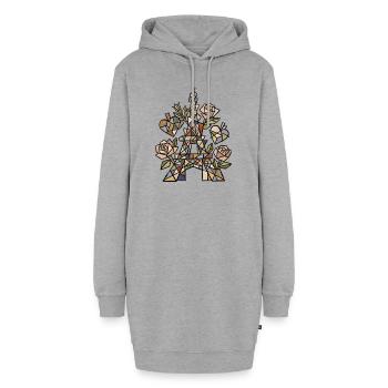 Eiffel im Mosaik mit Rosen - Hoodie-Kleid - Grau meliert - Vorne - AI Model Female 172 light (172cm)