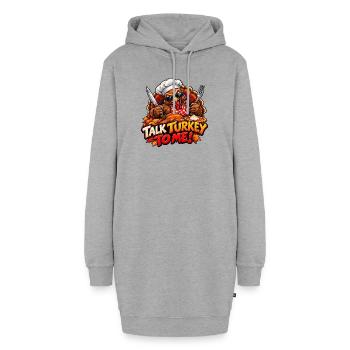 Wütender Truthahn – Der König des Thanksgiving - Hoodie-Kleid - Grau meliert - Vorne - AI Model Female 172 light (172cm)