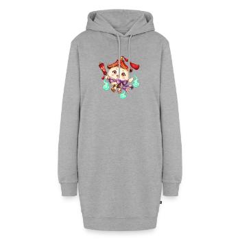 Süße Mumie mit Schirm – Kawaii Anime | Noventra - Hoodie-Kleid - Grau meliert - Vorne - AI Model Female 172 light (172cm)