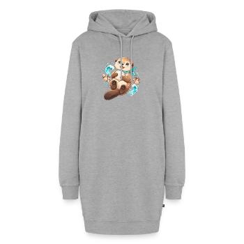 Süßer Otter mit Muschel und Seestern | Noventra - Hoodie-Kleid - Grau meliert - Vorne - AI Model Female 172 light (172cm)