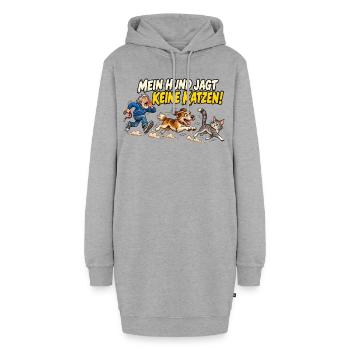 Mein Hund jagt keine Katzen - Hoodie-Kleid - Grau meliert - Vorne - AI Model Female 172 light (172cm)
