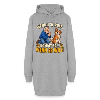 Wenn ich rufe kommt er Wenn er will - Hoodie-Kleid - Grau meliert - Vorne - AI Model Female 172 light (172cm)