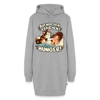 Aufwachen Frauchen Hunger Katze - Hoodie-Kleid - Grau meliert - Vorne - AI Model Female 172 light (172cm)