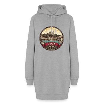 Lyon Frankreich Reiseabzeichen Fourvière Basilique Geschenk - Hoodie-Kleid - Grau meliert - Vorne - AI Model Female 172 light (172cm)