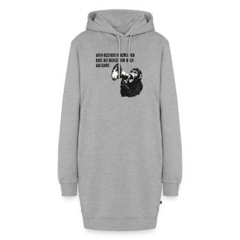 Affen bestreiten die menschliche Abstammung - Hoodie-Kleid - Grau meliert - Vorne - AI Model Female 172 light (172cm)
