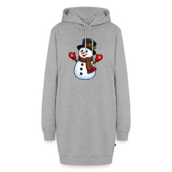 Winterlicher Schneemann mit Schal und Hut - Hoodie-Kleid - Grau meliert - Vorne - AI Model Female 172 light (172cm)