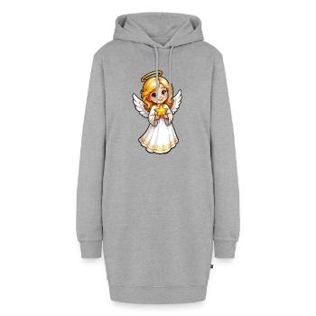 Himmlischer Sternenträger - Hoodie-Kleid - Grau meliert - Vorne - AI Model Female 172 light (172cm)