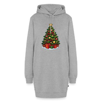 Weihnachtsbaum mit Ornamentenglanz - Hoodie-Kleid - Grau meliert - Vorne - AI Model Female 172 light (172cm)