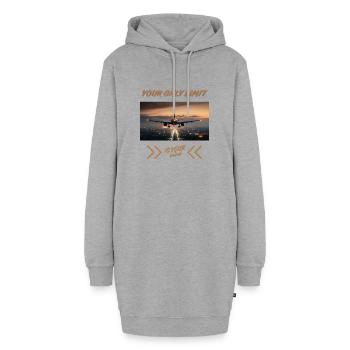 Your Only Limit Is Your Mind – Flugzeug Mindset - Hoodie-Kleid - Grau meliert - Vorne - AI Model Female 172 light (172cm)