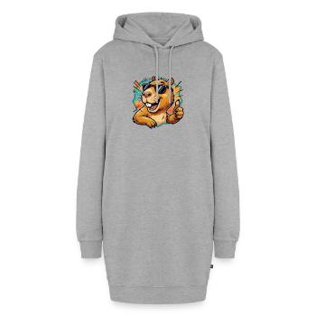 Cooles Capybara-Daumen-hoch süßes Tier-Meme-T-Shirt - Hoodie-Kleid - Grau meliert - Vorne - AI Model Female 172 light (172cm)