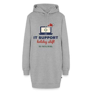 IT Support Holiday Shift – Admin an Weihnachten - Hoodie-Kleid - Grau meliert - Vorne - AI Model Female 172 light (172cm)