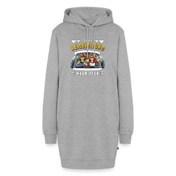 Camping Ohne Reiseleitung kein Ziel - Hoodie-Kleid - Grau meliert - Vorne - AI Model Female 172 light (172cm)