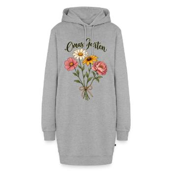 Omas Garten Shirt personalisierbar mit dem Namen  - Hoodie-Kleid - Grau meliert - Vorne - AI Model Female 172 light (172cm)