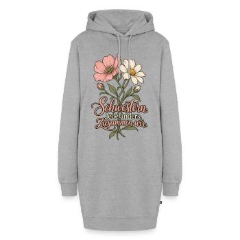 Schwestern Shirt - Jede anders Zusammen wir - Hoodie-Kleid - Grau meliert - Vorne - AI Model Female 172 light (172cm)