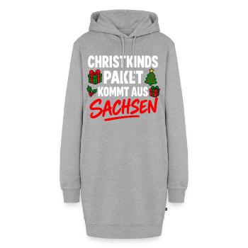 Christkinds Paket kommt aus Sachsen Weihnachten - Hoodie-Kleid - Grau meliert - Vorne - AI Model Female 172 light (172cm)