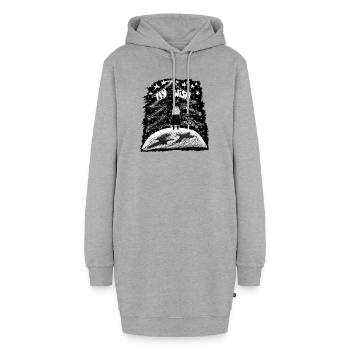 My Wish – Mädchen auf der Erde mit Weihnachtsbaum - Hoodie-Kleid - Grau meliert - Vorne - AI Model Female 172 light (172cm)