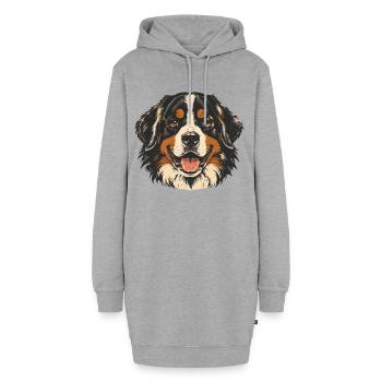 Alter-Berner Sennenhund - Hoodie-Kleid - Grau meliert - Vorne - AI Model Female 172 light (172cm)