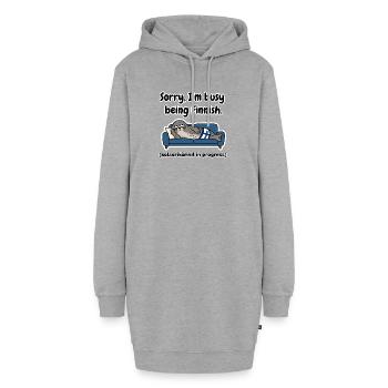 Beschäftigt als finnischer Saimaa-Robbe - Hoodie-Kleid - Grau meliert - Vorne - AI Model Female 172 light (172cm)
