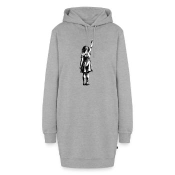 Silhouette eines Mädchens - Hoodie-Kleid - Grau meliert - Vorne - AI Model Female 172 light (172cm)