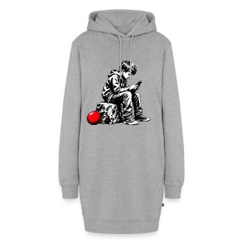 Schwarzweiß Jugend am Handy - Hoodie-Kleid - Grau meliert - Vorne - AI Model Female 172 light (172cm)