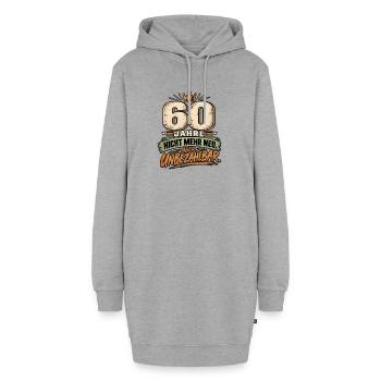 60 Jahre – Nicht mehr neu aber unbezahlbar - Hoodie-Kleid - Grau meliert - Vorne - AI Model Female 172 light (172cm)