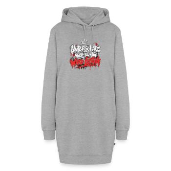Unterschätz mich ruhig, wird Lustig - Hoodie-Kleid - Grau meliert - Vorne - AI Model Female 172 light (172cm)