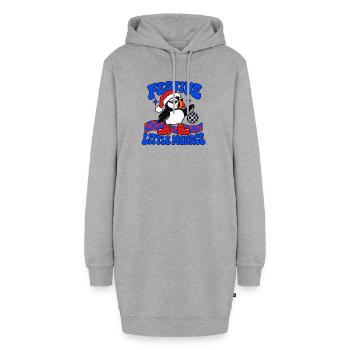 Festliche kleine Bedrohung Lustiger Weihnachtspuffin - Hoodie-Kleid - Grau meliert - Vorne - AI Model Female 172 light (172cm)