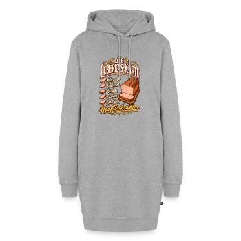 Die Leberkas-Karte Sorten Hauptsach warm - Hoodie-Kleid - Grau meliert - Vorne - AI Model Female 172 light (172cm)