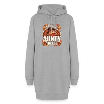 Tante Truthahn Thanksgiving-lustiges Familienessen der Tante - Hoodie-Kleid - Grau meliert - Vorne - AI Model Female 172 light (172cm)
