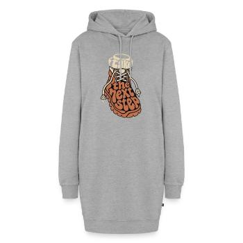 Take the Next Step – Retro Sneaker Design - Hoodie-Kleid - Grau meliert - Vorne - AI Model Female 172 light (172cm)