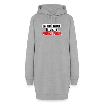 Niedriger Akku, erschöpfte Geduld - Hoodie-Kleid - Grau meliert - Vorne - AI Model Female 172 light (172cm)