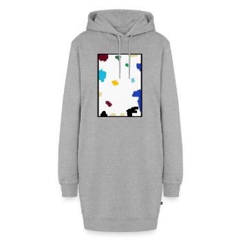 Abstraktes Konfetti auf weißer Leinwand - Hoodie-Kleid - Grau meliert - Vorne - AI Model Female 172 light (172cm)