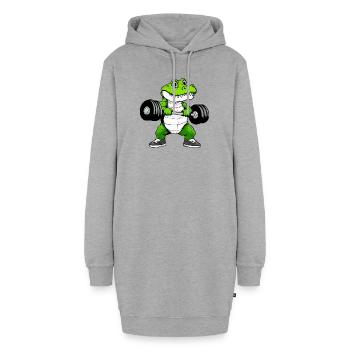 Fitness Krokodil - Hoodie-Kleid - Grau meliert - Vorne - AI Model Female 172 light (172cm)