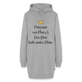 Prinzessin war Plan A – Lustiger Spruch - Hoodie-Kleid - Grau meliert - Vorne - AI Model Female 172 light (172cm)