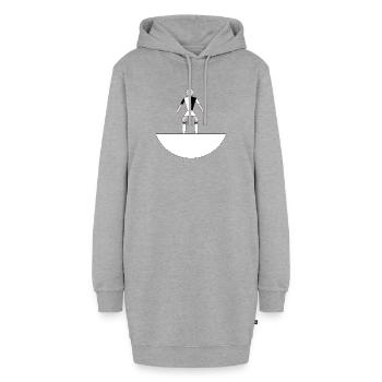 Miniaturgeometrische Figur - Hoodie-Kleid - Grau meliert - Vorne - AI Model Female 172 light (172cm)
