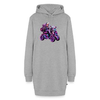 Cyberpunk & Zukunfts-Sci-Fi-Mobilroller - Hoodie-Kleid - Grau meliert - Vorne - AI Model Female 172 light (172cm)