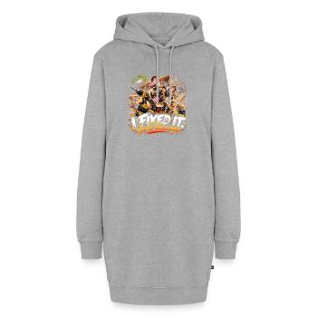  Fixer You’re Welcome Französische Bulldogge - Hoodie-Kleid - Grau meliert - Vorne - AI Model Female 172 light (172cm)