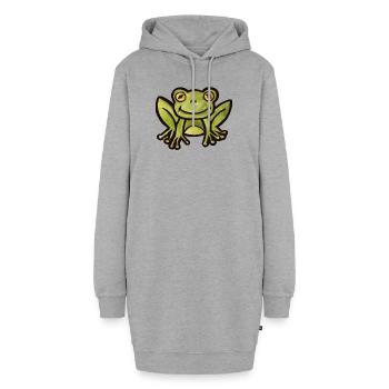 Aquarell Frosch-Anhänger - Hoodie-Kleid - Grau meliert - Vorne - AI Model Female 172 light (172cm)