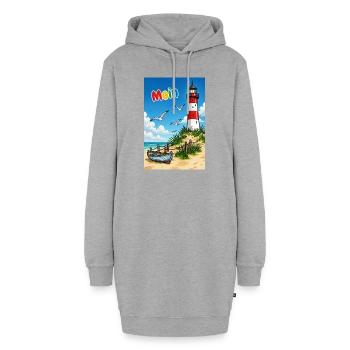 EG Moin Leuchtturm Urlaub Boot Meer Sand Maritim - Hoodie-Kleid - Grau meliert - Vorne - AI Model Female 172 light (172cm)