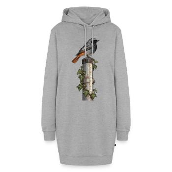 Hausrotschwanz – Der nächste Bus kann warten - Hoodie-Kleid - Grau meliert - Vorne - AI Model Female 172 light (172cm)