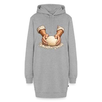 Spannung im Teig – Handwerkliches Brotbacken - Hoodie-Kleid - Grau meliert - Vorne - AI Model Female 172 light (172cm)