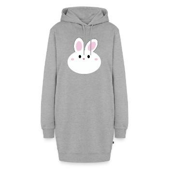 Süßes Kawaii-Kaninchen - Hoodie-Kleid - Grau meliert - Vorne - AI Model Female 172 light (172cm)