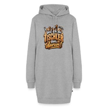 Ich bin der Tischler – Holzhandwerk Spruch - Hoodie-Kleid - Grau meliert - Vorne - AI Model Female 172 light (172cm)