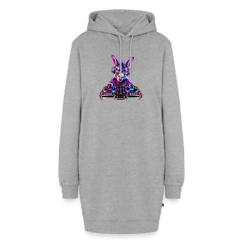 Neon DJ Donkey - Hoodie-Kleid - Grau meliert - Vorne - AI Model Female 172 light (172cm)