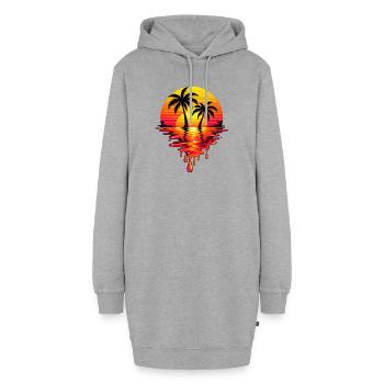 Sunset Neon Palm Melt - Hoodie-Kleid - Grau meliert - Vorne - AI Model Female 172 light (172cm)