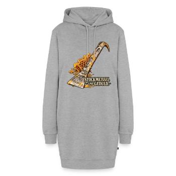Stockmeißel und Geduld – Imkerei - Hoodie-Kleid - Grau meliert - Vorne - AI Model Female 172 light (172cm)